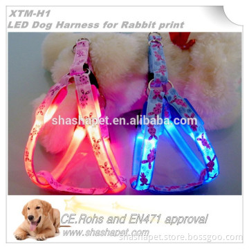 Rabbit print fluorescent dog harness,dog harness pattern,security dog harness